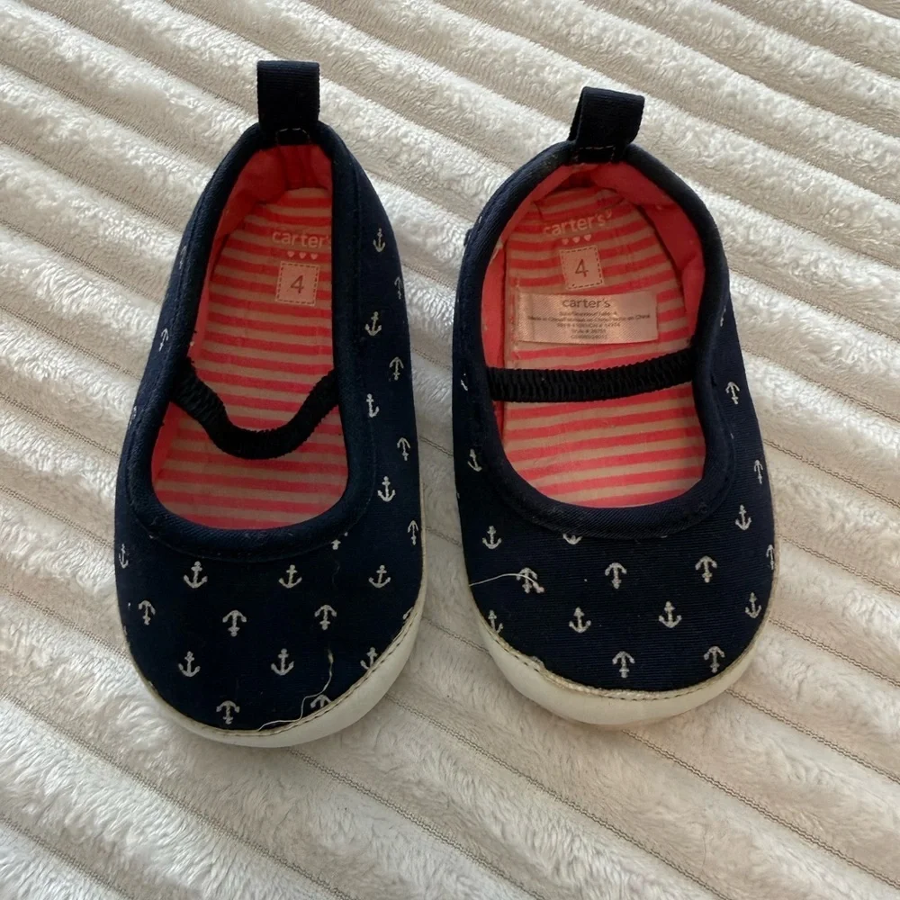 Carter's Girls Slide On Shoes - Navy with White Anchors